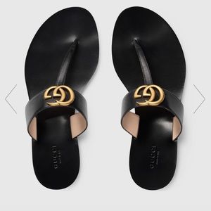 Gucci Marmont Leather Thong Sandal Size 38.5